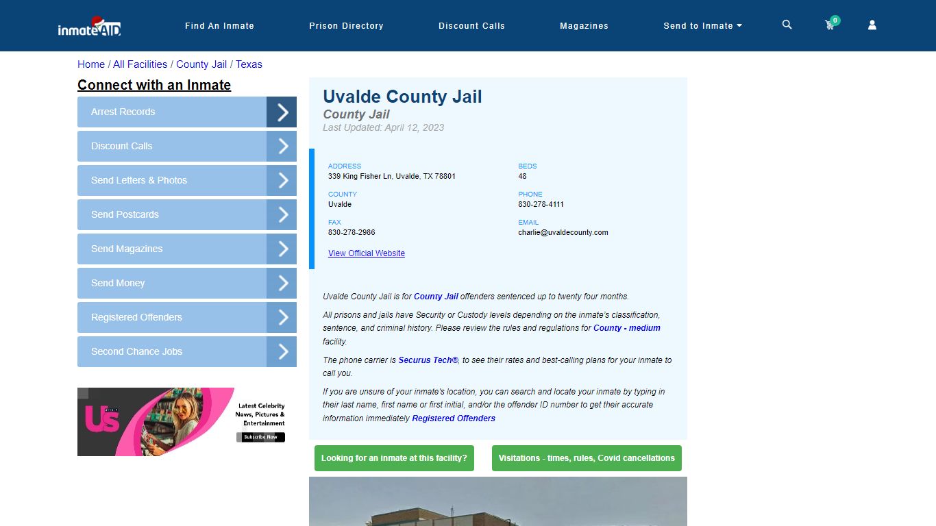 Uvalde County Jail - Inmate Locator - Uvalde, TX